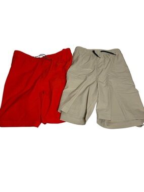 Columbia Lot of 2 Men's Outdoor Athletic Shorts With Pockets Orange and Tan